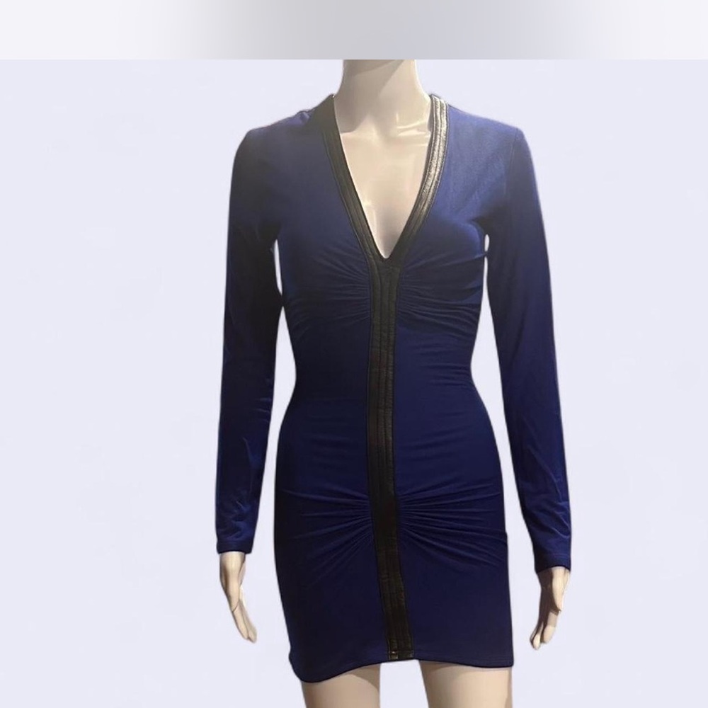 Sky Blue Ruched Long Sleeve Bodycon Dress